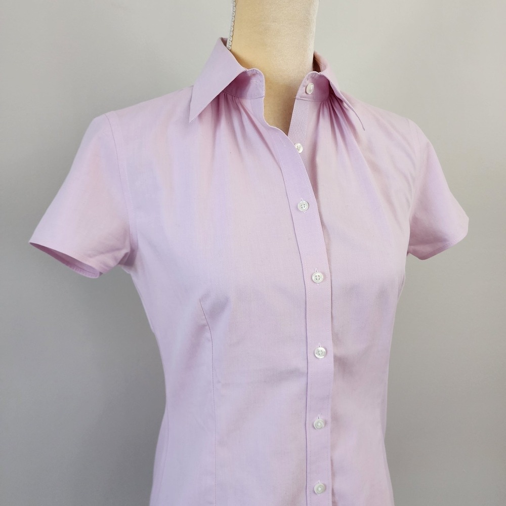 BROOKS BROTHERS 346 Size 4/Small Pink Short Sleeve Tailored Fit Non-Iron Shirt - Picture 2 of 8
